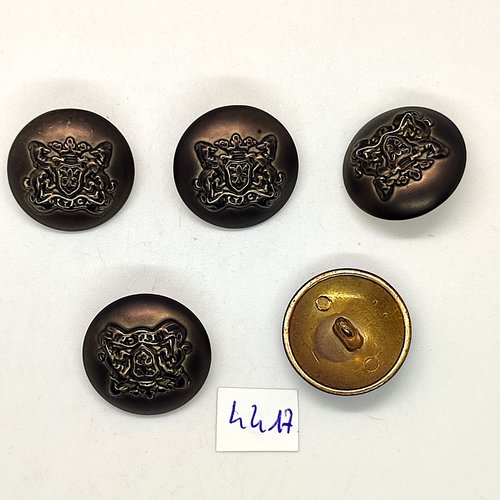 5 boutons en métal bronze et doré dessous - 23mm - tr4617