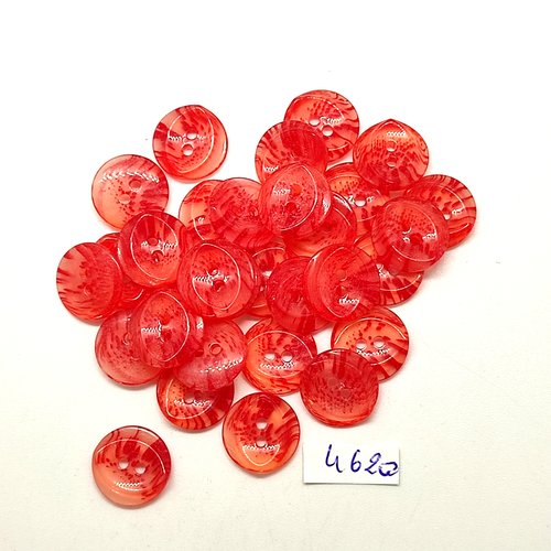 31 boutons en résine rouge clair - 14mm - tr4620
