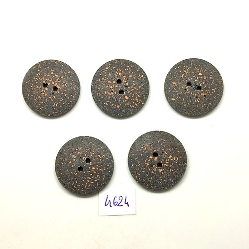 5  boutons en résine gris moucheté - 27mm - tr4624