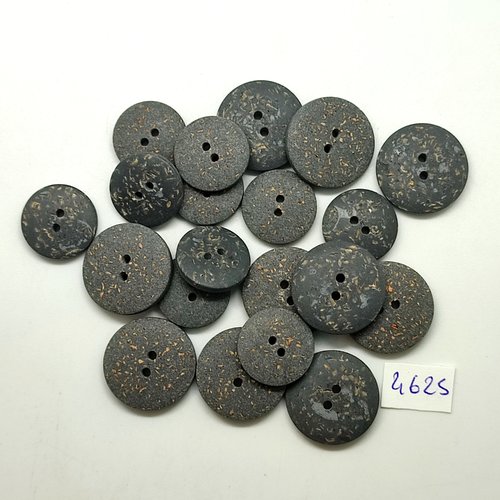 20  boutons en résine gris moucheté - 22mm et 18mm - tr4625