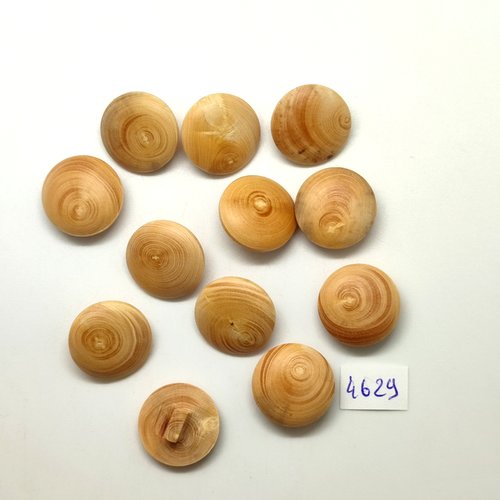 12 boutons en bois marron clair - 18mm - tr4629
