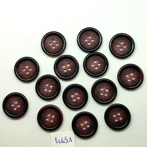 14 boutons en résine marron et noir - 20mm - tr4631