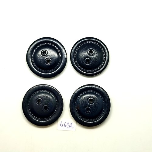 4 boutons en cuir noir - 36mm - tr4632