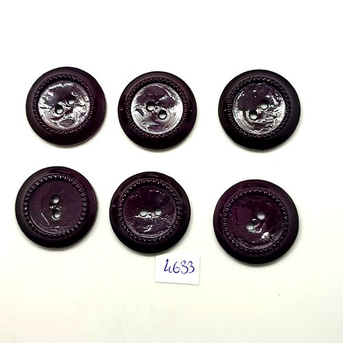 6 boutons en résine noir - 28mm - tr4633