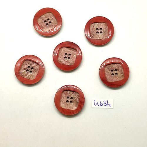 6 boutons en résine marron - 23mm - tr4634