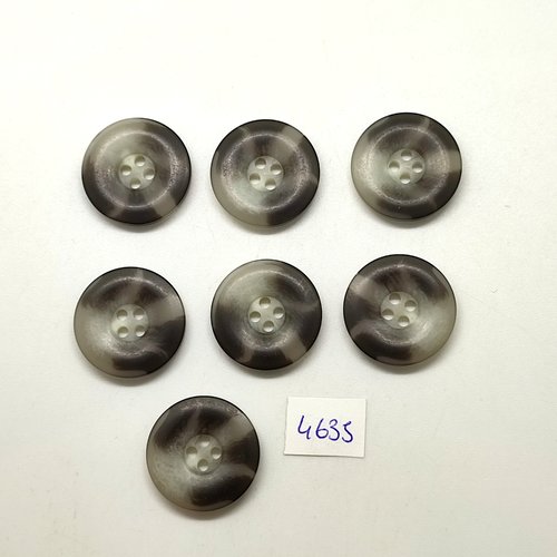 7 boutons en résine noir / beige - 22mm - tr4635