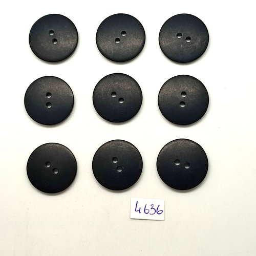 9 boutons en résine noir - 22mm - tr4636