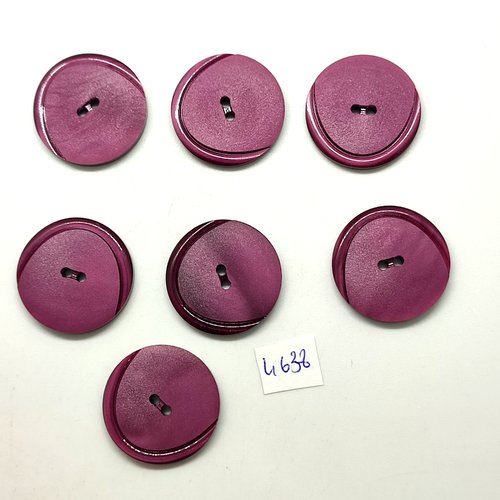 7 boutons en résine violet / bordeaux - 27mm - tr4638
