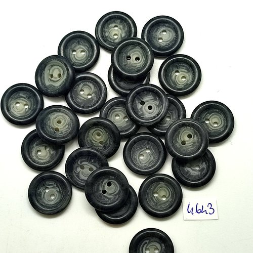25 boutons en résine noir et beige - 18mm - tr4643