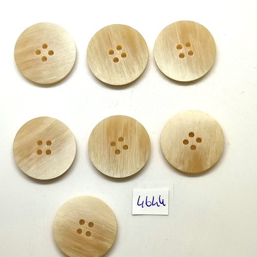 7 boutons en résine beige - 26mm - tr4644