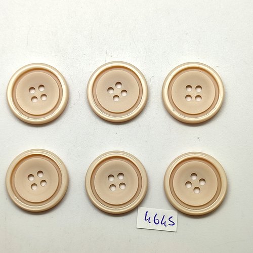 6 boutons en résine beige clair - 25mm - tr4645