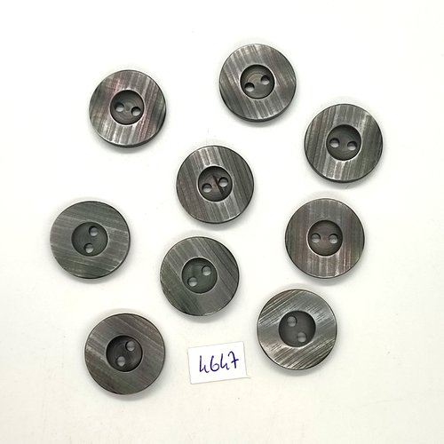 9 boutons en résine gris - 22mm - tr4647