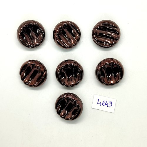 7 boutons en verre noir et rosé - 23mm - tr4649