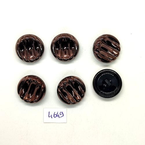 6 boutons en verre noir et rosé - 23mm - tr4649