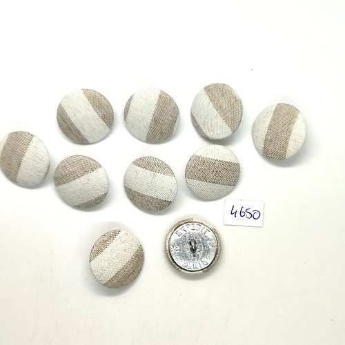 9 boutons en passementerie gris et blanc cassé et métal argenté - 22mm - tr4650
