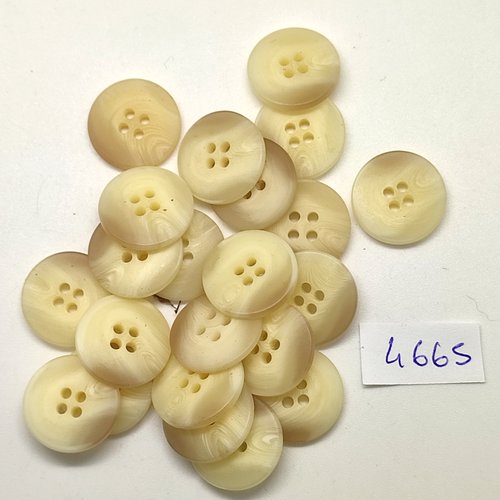 22 boutons en résine beige - 18mm - tr4665