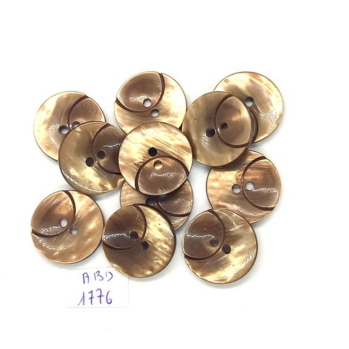 11 boutons en résine marron - 23mm - abd1776