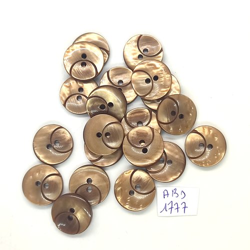 20 boutons en résine marron - 18mm - abd1777