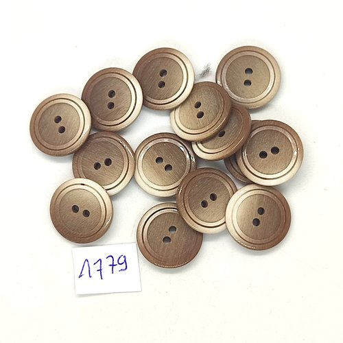 14 boutons en résine marron - 17mm - abd1779