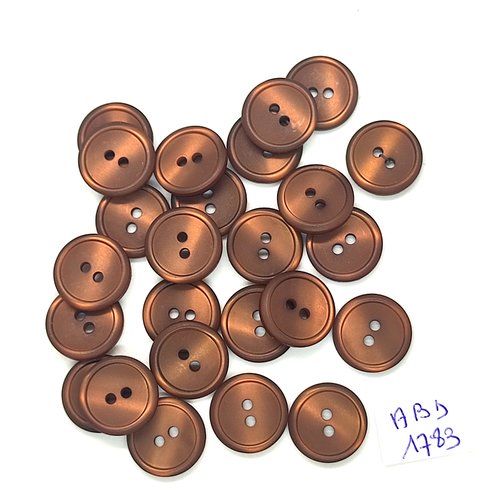 25 boutons en résine marron - 15mm - abd1783