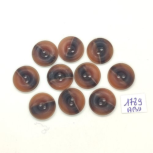 10 boutons en résine marron - 18mm - abd1789