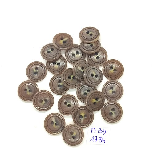 23 boutons en résine marron - 15mm - abd1794