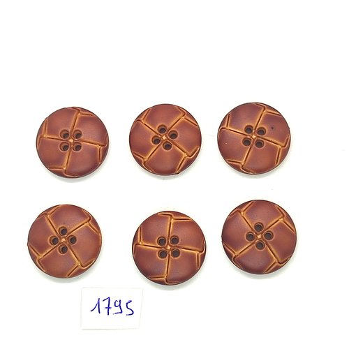6 boutons en résine marron - 21mm - abd1795