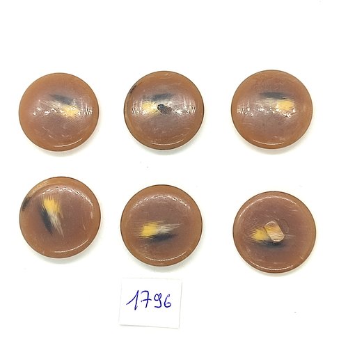 6 boutons en résine marron - 23mm - abd1796