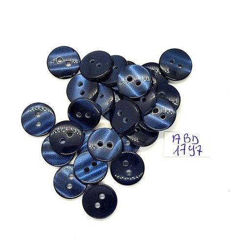 28 boutons en résine bleu foncé - 13mm - abd1797
