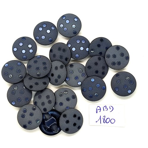 21 boutons en résine bleu / gris - 15mm - abd1800