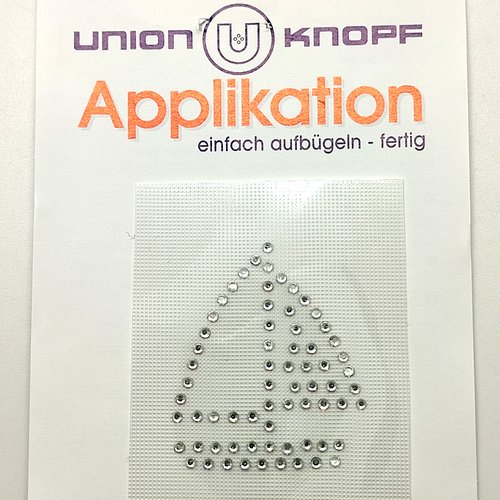 1 thermocollant / écusson à coudre strass argenté - un bateau - 35x40mm