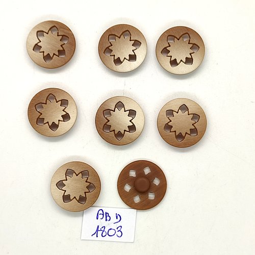 8 boutons en résine marron - 17mm - abd1803