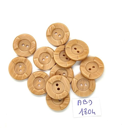 12 boutons en résine marron clair / beige - 17mm - abd1804