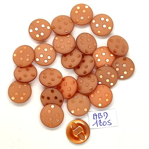 24 boutons en résine orange - 15mm - abd1805