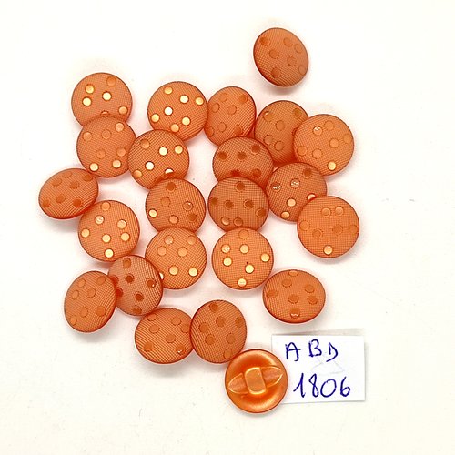 23 boutons en résine orange - 12mm - abd1806