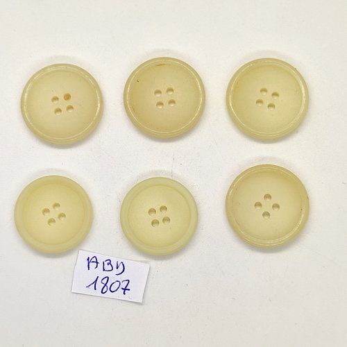 6 boutons en résine beige - 22mm - abd1807