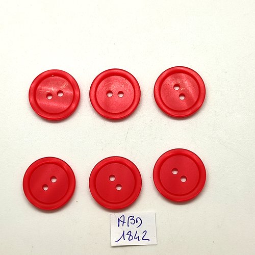 6 boutons en résine rouge - 20mm - abd1842