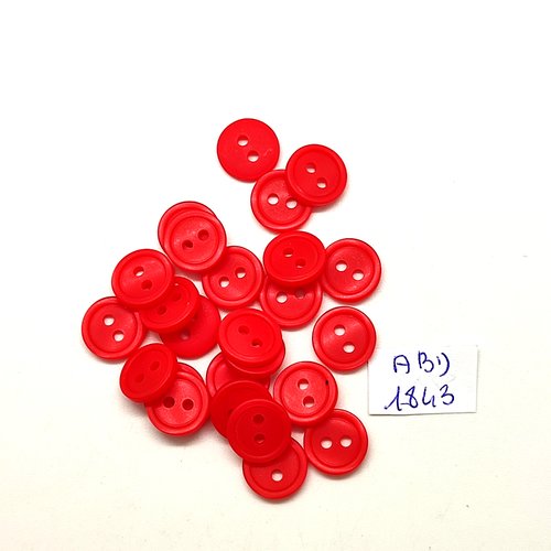 25 boutons en résine rouge - 11mm - abd1843