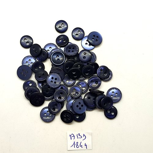 64 boutons en résine bleu foncé - entre 8mm et 10mm - abd1844