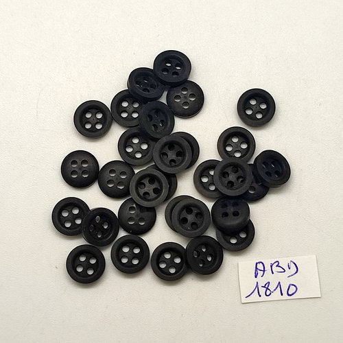 30 boutons en résine noir - 9mm - abd1810