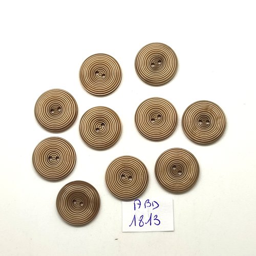 10 boutons en résine marron - 18mm - abd1813