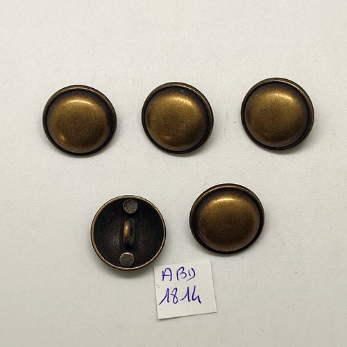 5 boutons en métal doré - 18mm - abd1814