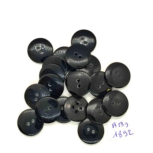 20 boutons en résine noir - 18mm - abd1892