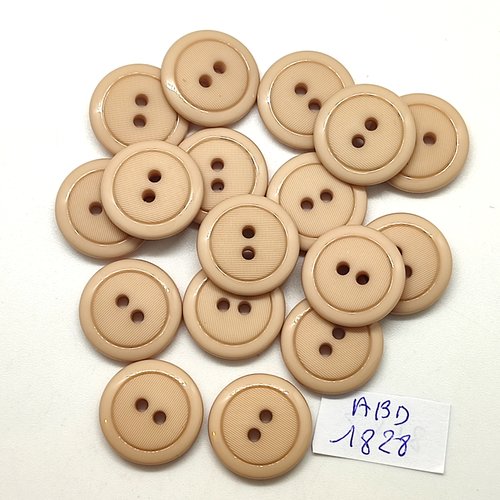 17 boutons en résine beige - 18mm - abd1828