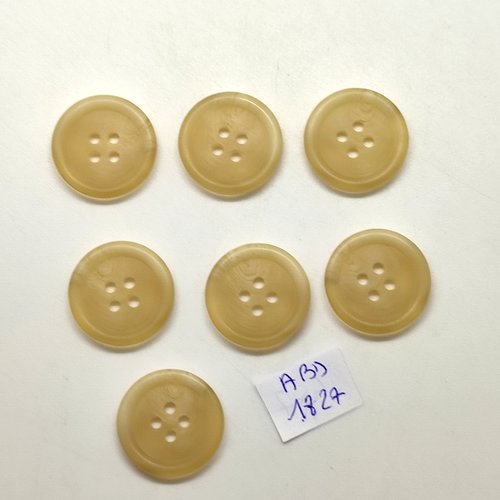 7 boutons en résine beige - 20mm - abd1827