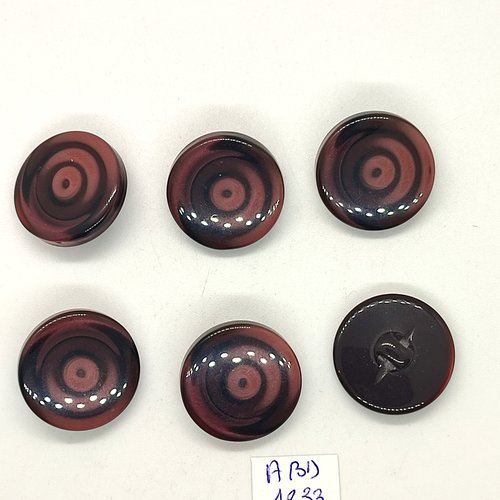 6 boutons en résine marron et noir - 22mm - abd1833