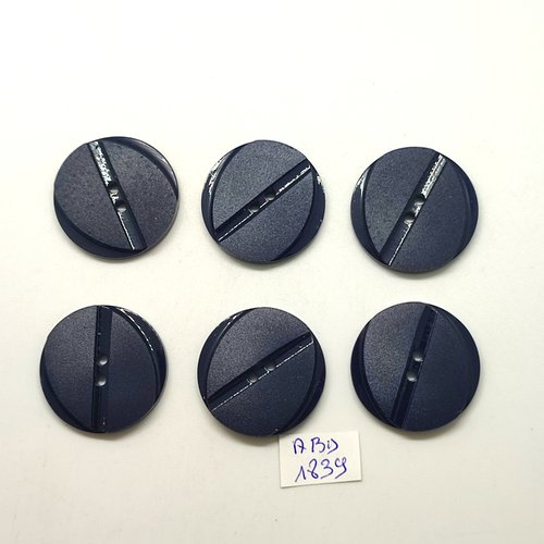 6 boutons en résine noir et gris - 27mm - abd1839