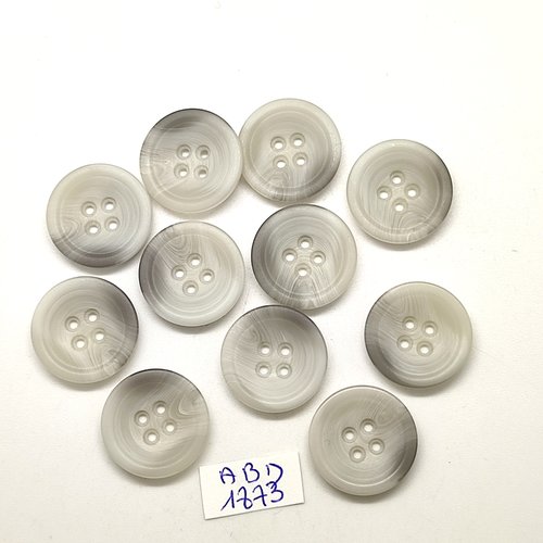 11 boutons en résine gris clair - 20mm - abd1873