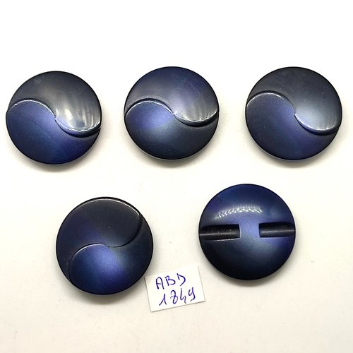 5 boutons en résine bleu foncé - 28mm - abd1849