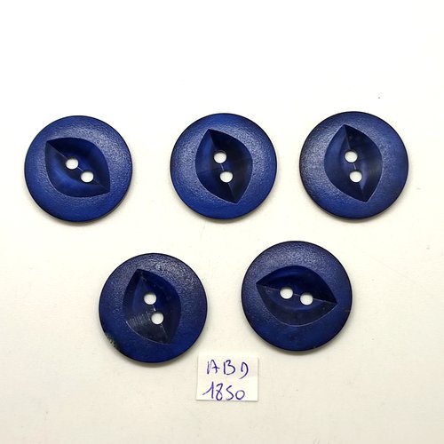 5 boutons en résine bleu foncé - 25mm - abd1850